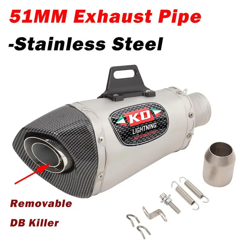 

38-51MM Universal Exhaust Muffler Tail Pipe 300MM Modified Motorcycle Dirt Street Bike ATV Stainless Steel Tips