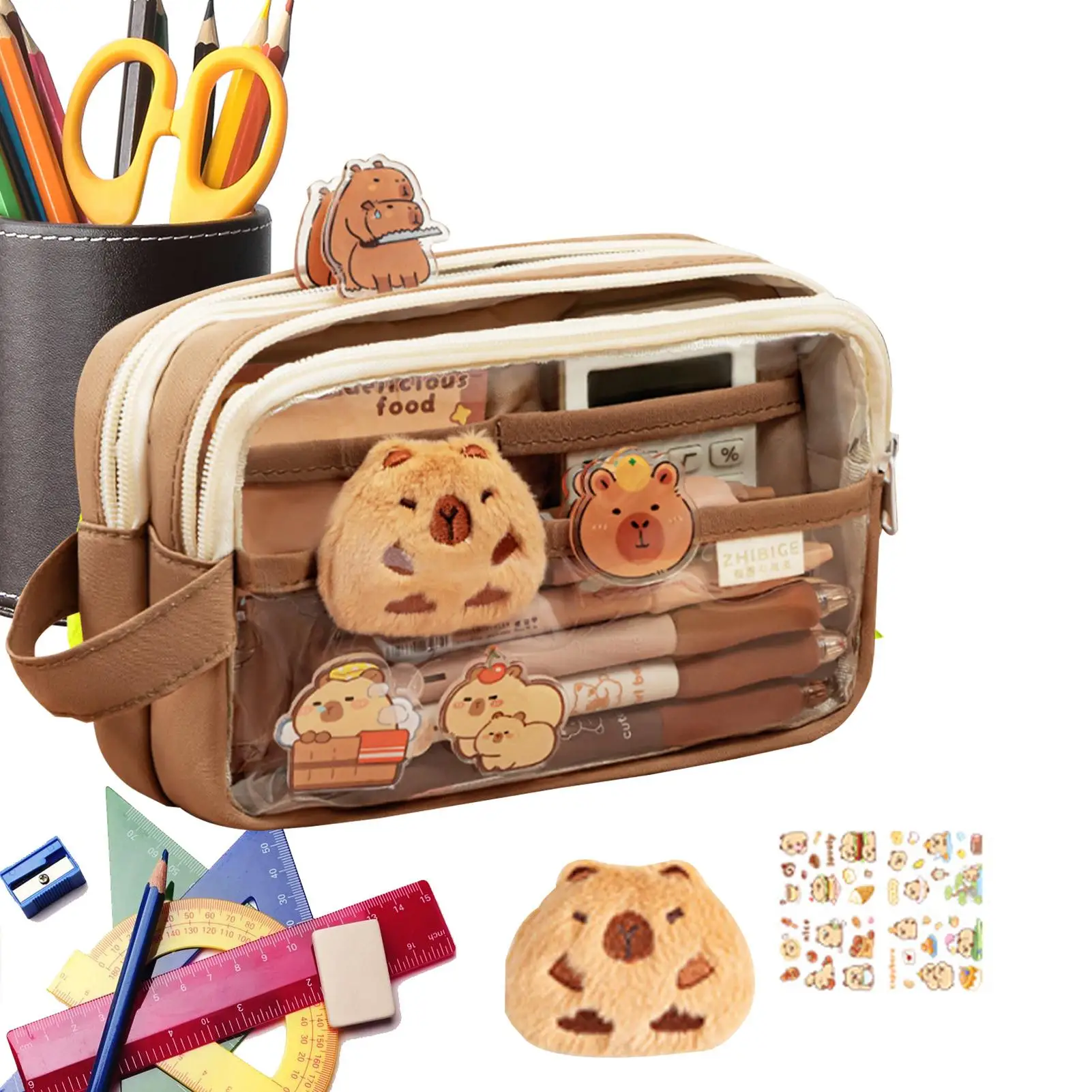 cartoon Pencil Case Large Capacity Pencil Pouch Handheld Pen Bag Portable Gift for Office School Teen Girl Boy