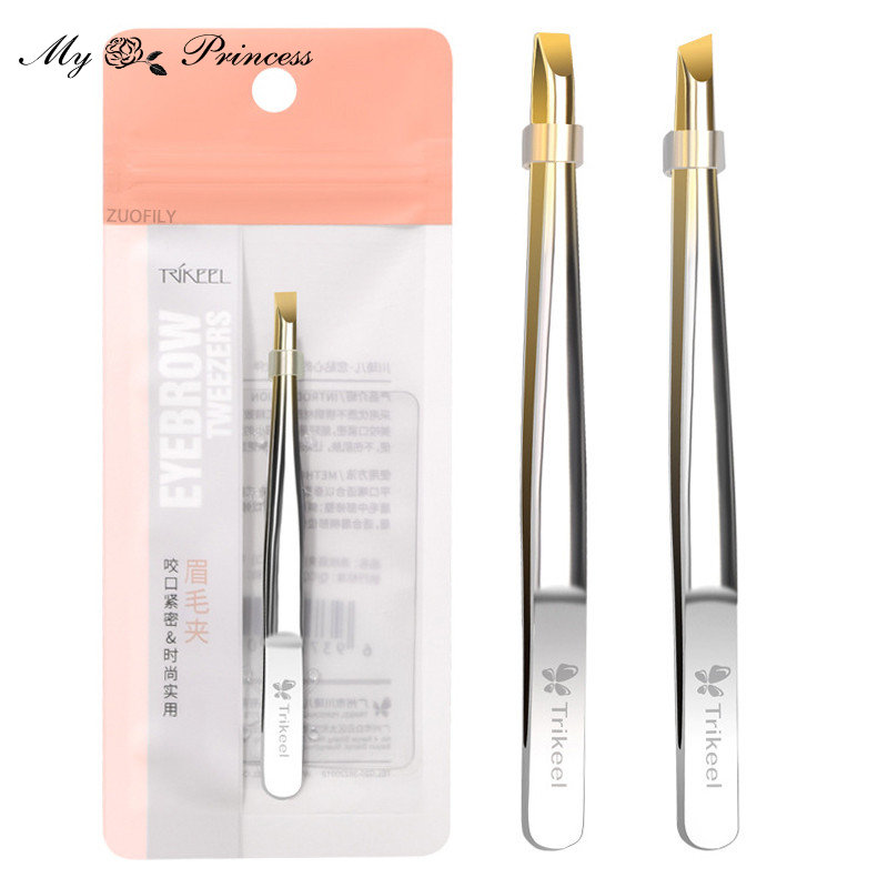 Stainless Steel Flat/Slant Tip Multifunction Tweezer Eyebrow Tweezer Face Hair Removal Make Up Tool False Eyelashes Tweezer Tool
