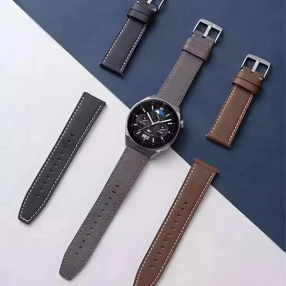 Premium Leather Watch Strap - Soft Replacement Wristband for Smartwatches (20mm/22mm)