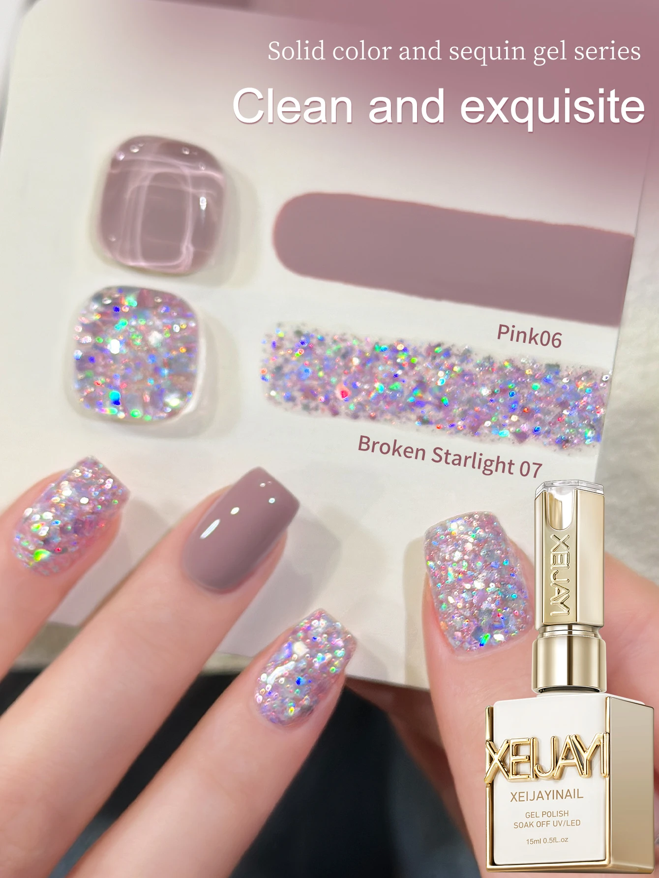 Radiant Pink & Purple Glitter Gel Nail Polish Duo - Long-Lasting, Salon-Quality Shine