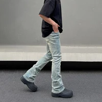 Skinny Jeans Men Streetwear Solid Color Simple Vintage Slim Autumn Vaqueros Flared Trousers Street Summer Y2k Fit Denim Pants 2