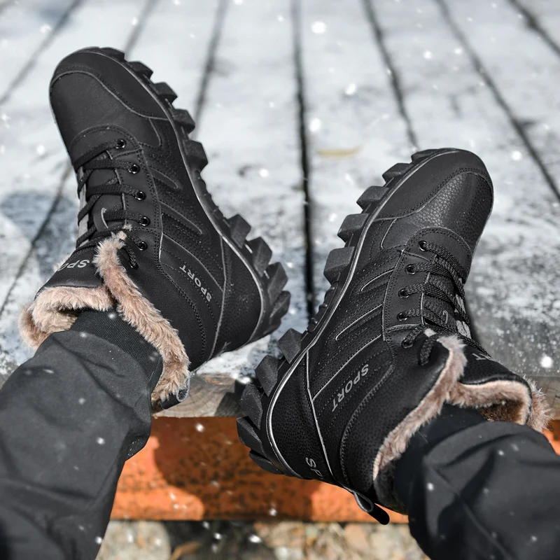 Autume Winter Ourdoor Sport Shoes Plush Warm-Keeping Fashion Sneaker Cold Resistant Firm Boots Waterproof Shoe Zapatillas Hombre
