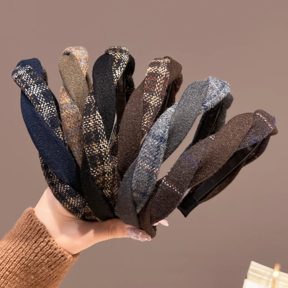 Neue Haarreifen mit Gittermuster für Damen, elegante Haarbänder zum Waschen des Gesichts, modische seitliche Haarbänder für Mädchen, Accessoires – Detail 1