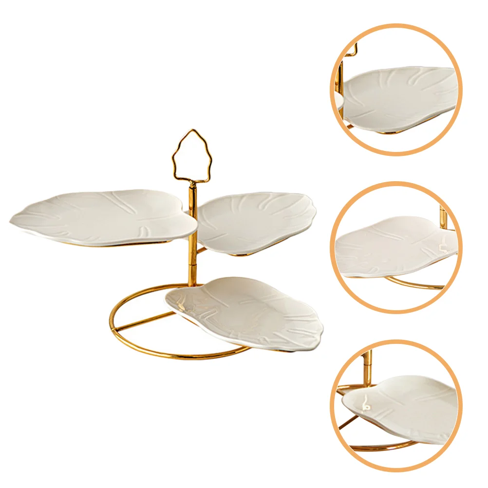 

1 Set of Detachable Cake Serving Tray Fruit Storage Plate Cake Dessert Display Tray with Iron Stand