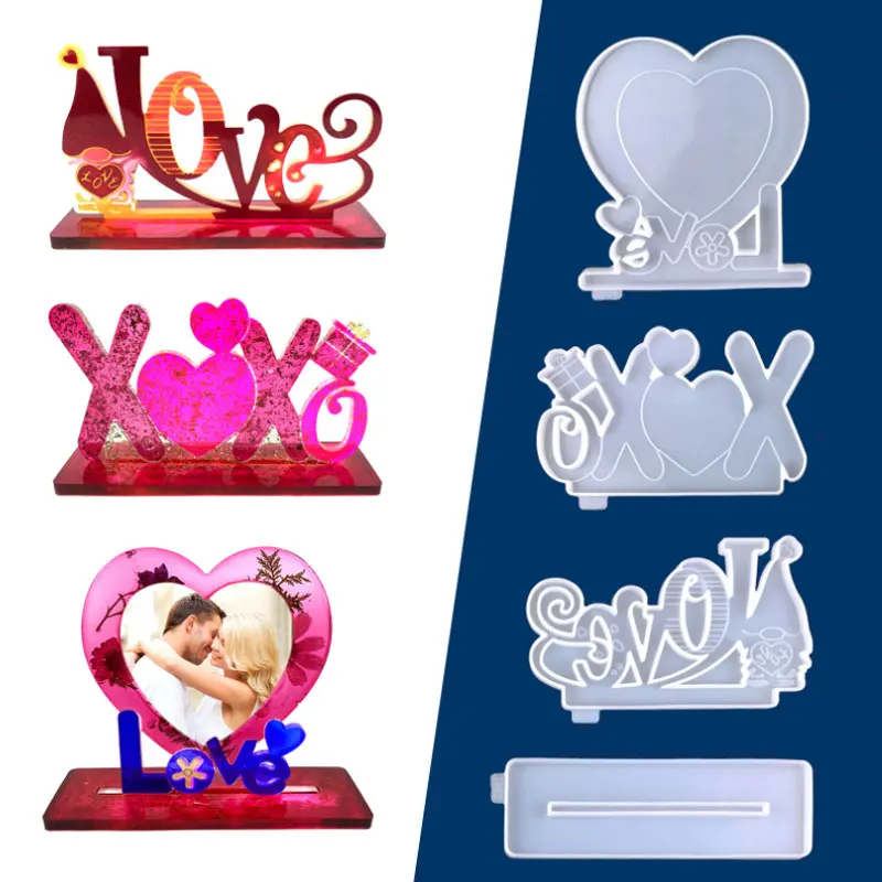 Heart-shaped Photo Frame Silicone Molds for Resin LOVE Photo Frame Desktop Decoration Crafts Making Epoxy Silicone Molds