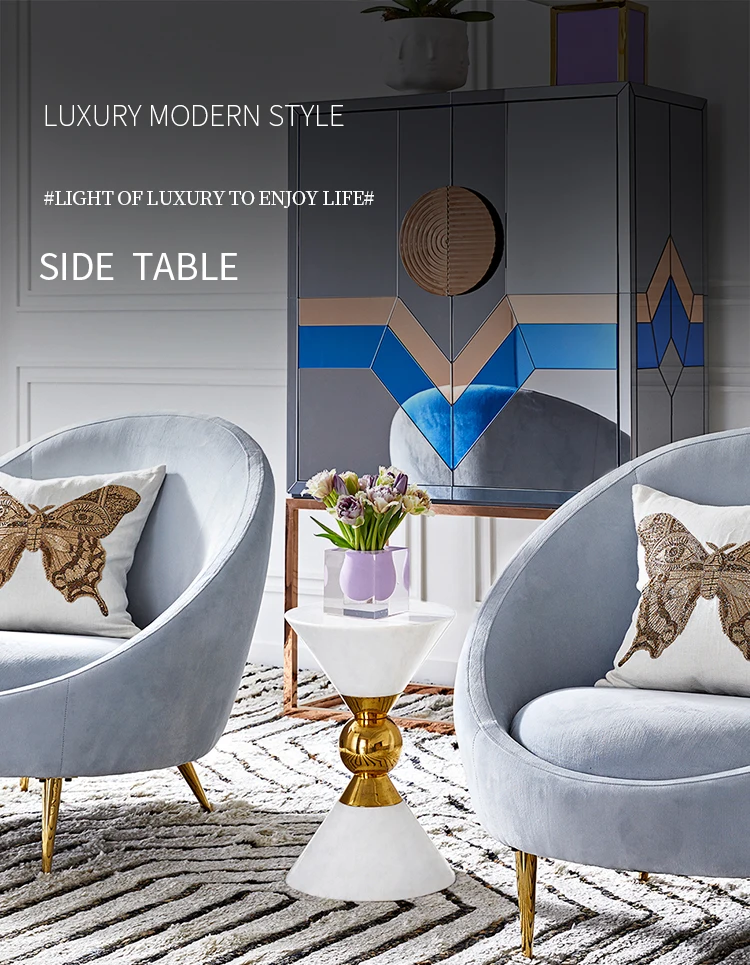 Description Picture 2 of itemluxury side table black console table Nordic Contemporary corner coffee table