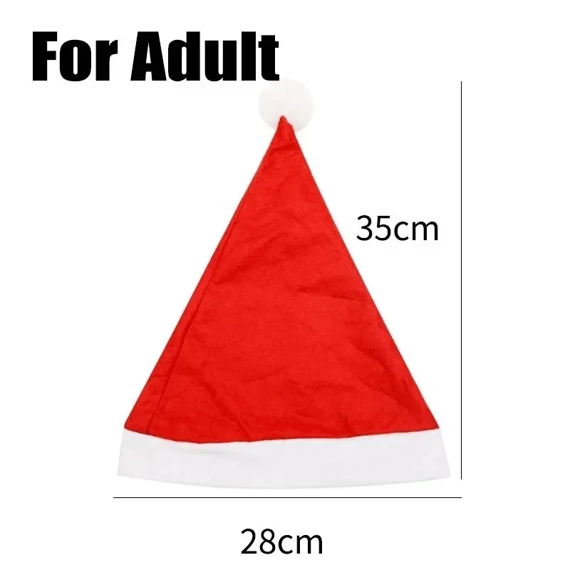 Santa Claus Hats - Red Non-woven Xmas Caps for Adults  Kids Holiday Party Decorations