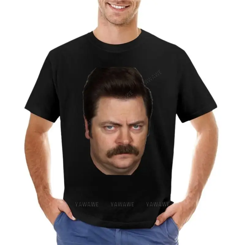 

men tshirt brand tops summer Ron Swanson T-Shirt Short t-shirt plus size tops heavyweight t shirts for men