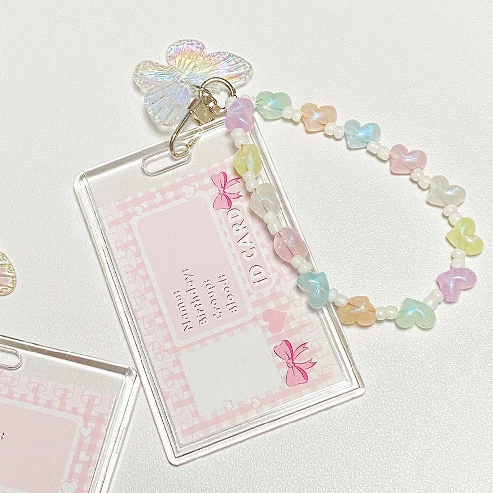 

Butterfly Heart Pendant Card Cover Cute Card Storage Sleeve Photocard Holder Credit ID Bank Card Photo Bus Card Protective Case