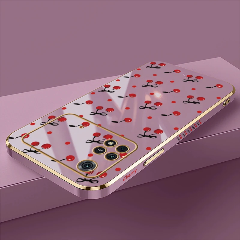 Luxury Soft Silicone Shockproof Phone Case with Cherry Bow Print Design