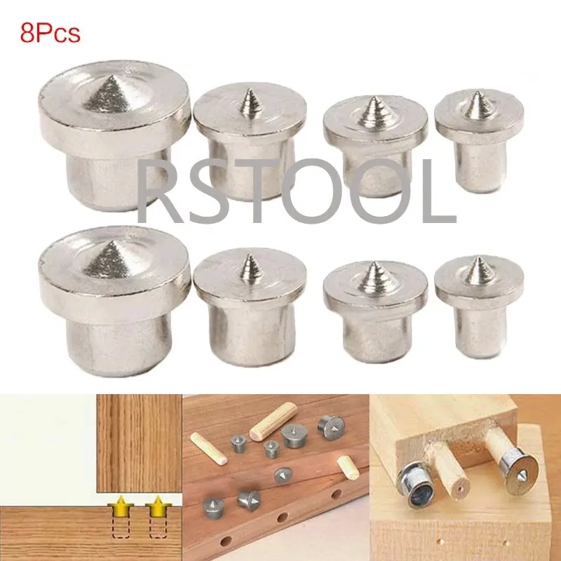 8pcs Dowel Pin Center Woodworking Alignment Tool Points Marker Drill Center, 6/8/10/12 mm Dowel Drill Center Points Pin Set