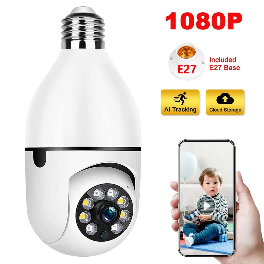 E27 Wifi Bulb Camera 1080P Baby Pet Monitor Indoor Full Color Night Auto Tracking Videosorveglianza Telecamere Di Sicurezza Proiettore