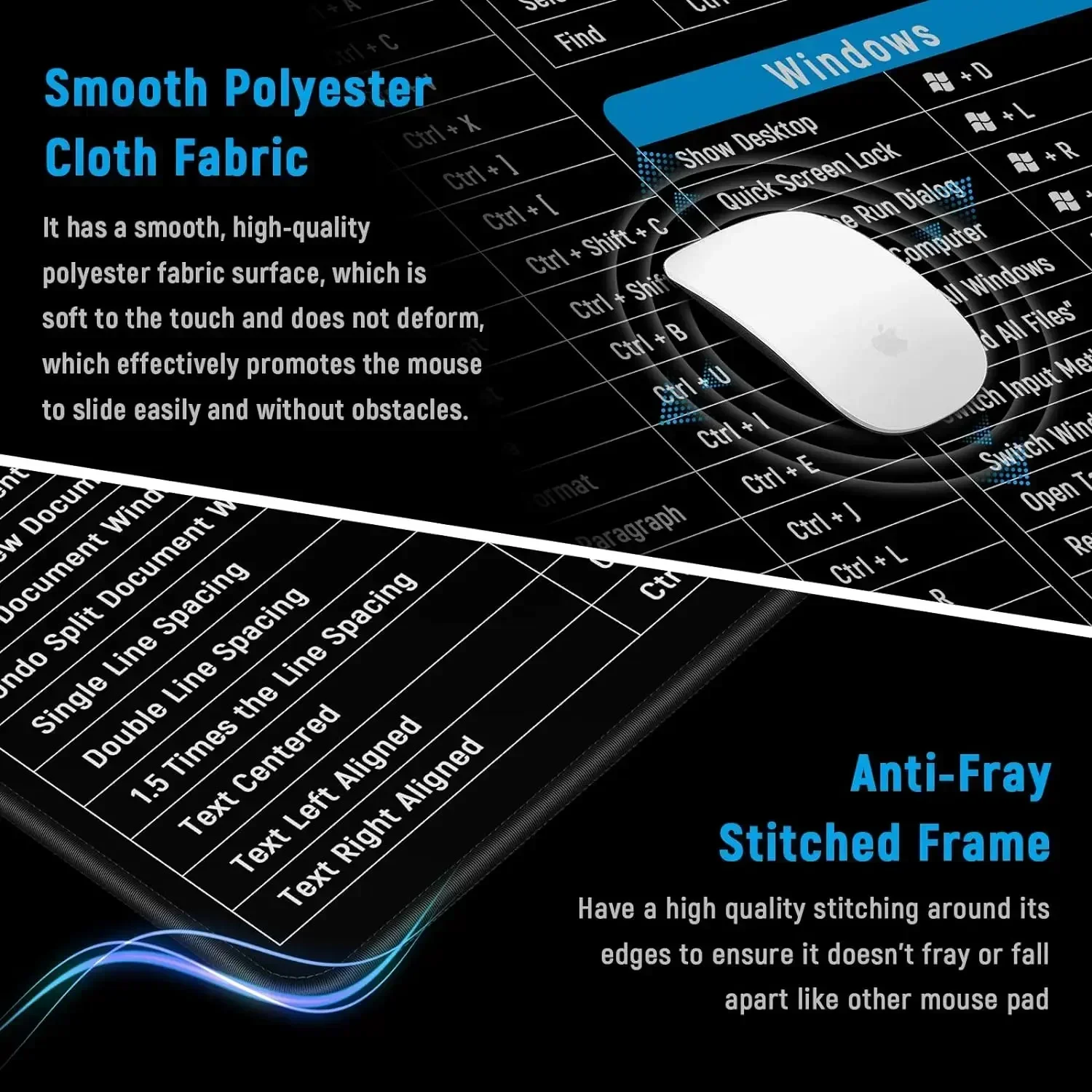Multiple Languages Office Shortcuts Mouse Pad Large Extended Excel Powerpoint Word Software Gaming Desk Keyboard Mousepad