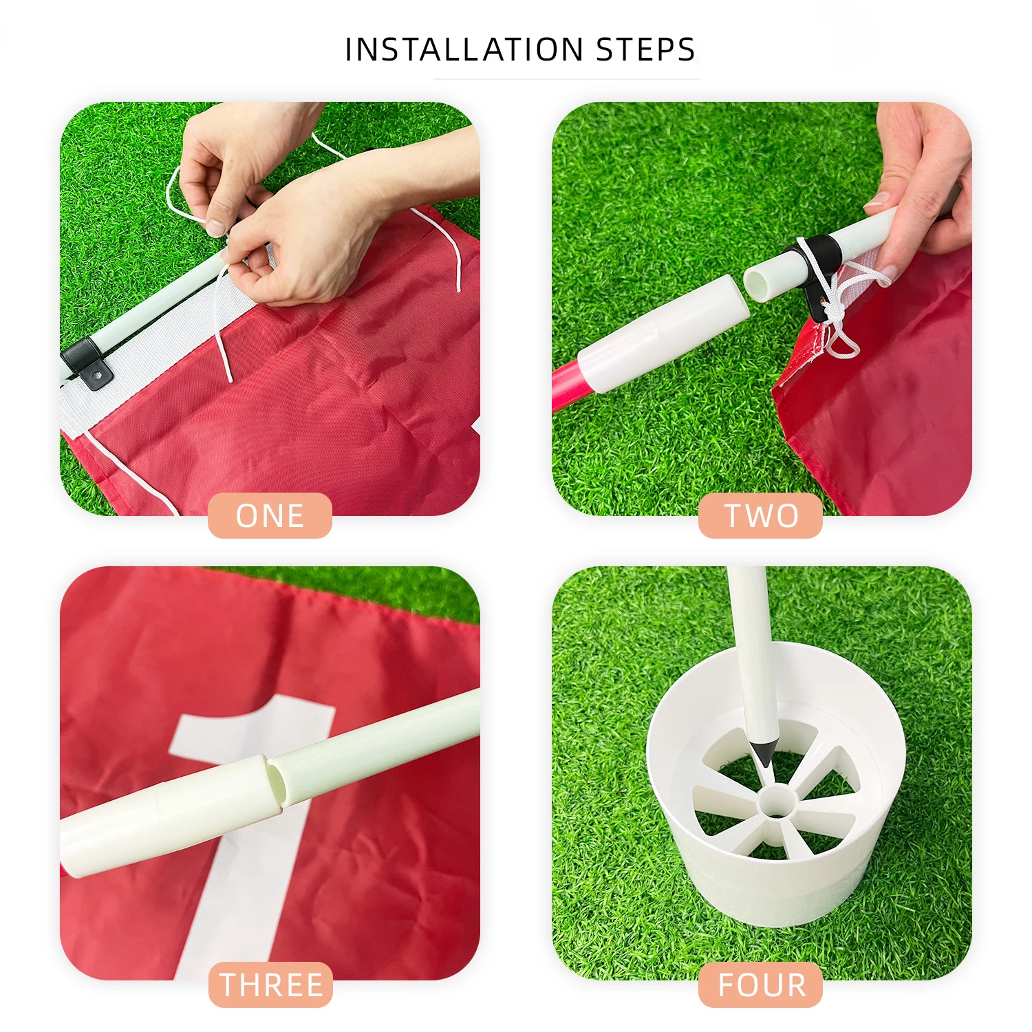 Golf Hole Pole Cup Flag Stick Detachable Anti-Rust For Yard Garden Driving Range Practice Training Golf Putting Green Flagstick golf flagstick