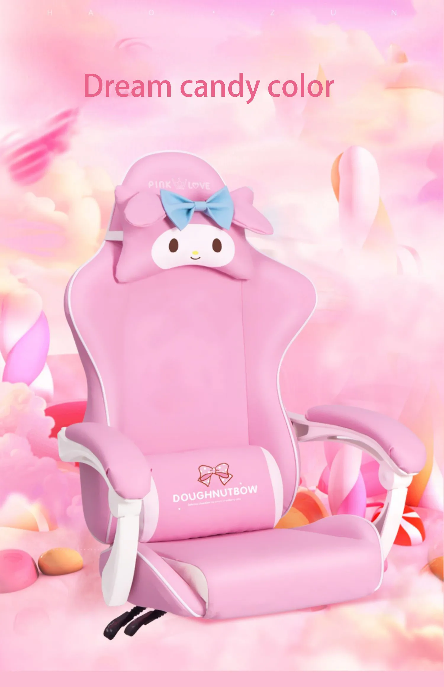 Description Picture 3 of item2023 New Gaming Chair Pink Girl Cartoon Office Home Comfortable Swivel Massage Lift Chair Cute Photogenic Computer Armrest Seat