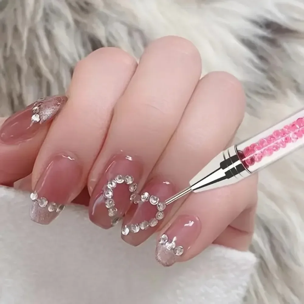 Nail Art Dual Heads Acrylic Design Metal Dotting Wax Pen Rhinestones Gem Picking Picker Manicure Drill Pencil Silicone Head Tool 2