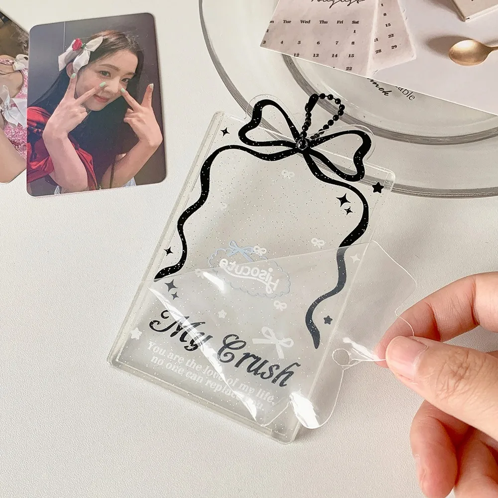 ID Card Protective Case Acrylic Photosicker Holder INS Style Bow Print Card Holder K-pop Idol Photocard Holder Case