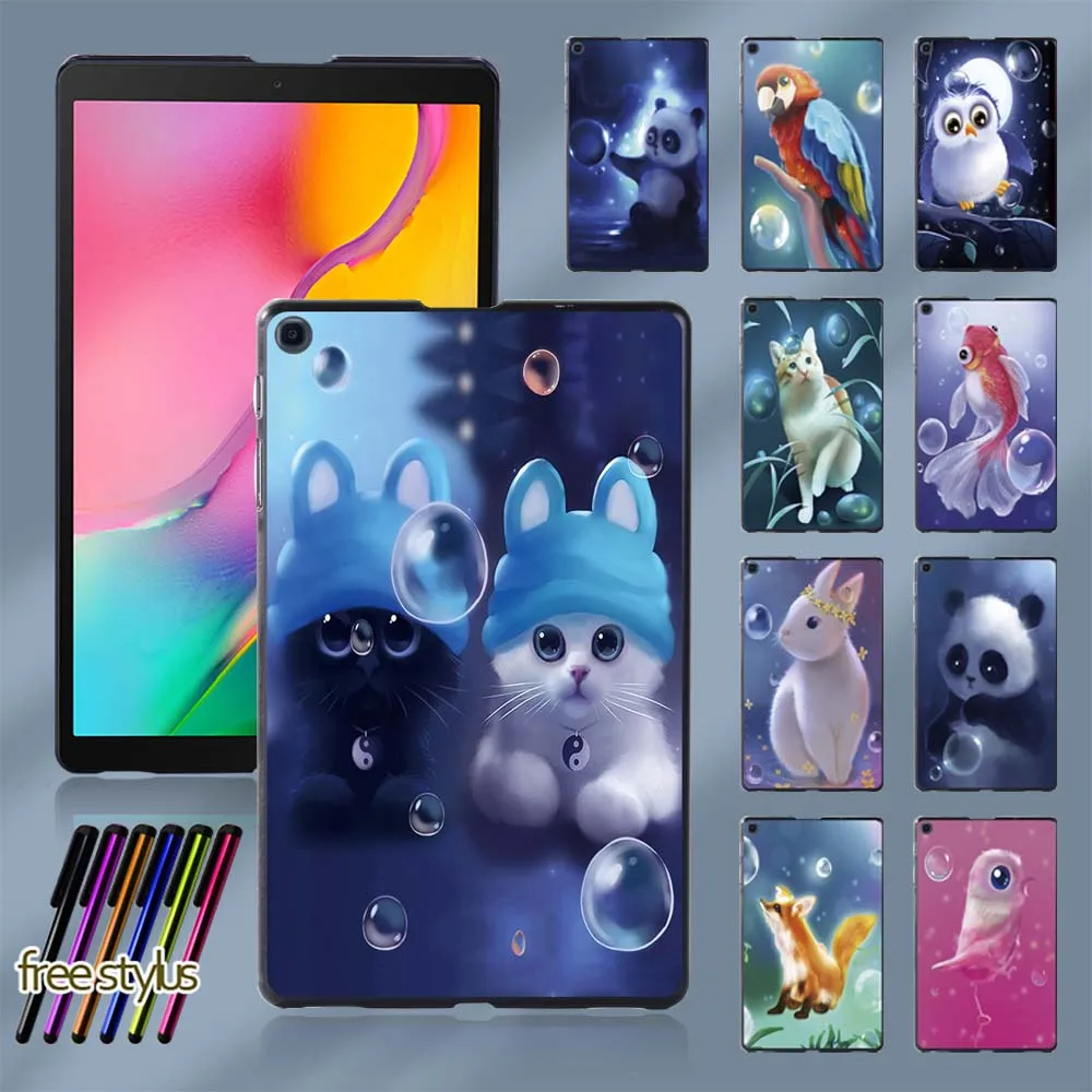 Case for Samsung Galaxy Tab A 8.0 T290 T295 Cute Animal Fashion Pattern Plastic Slim Tablet Hard Shell + Free Stylus