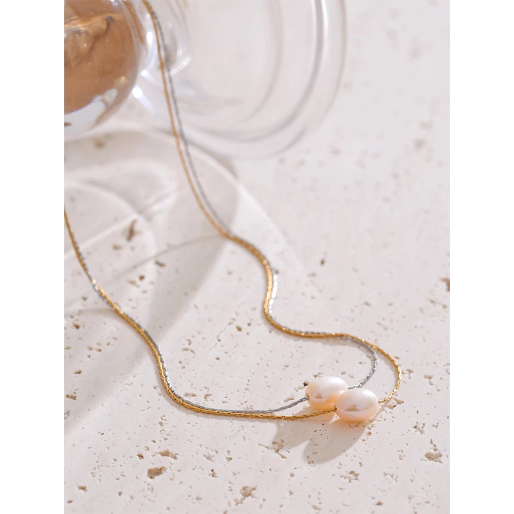 Yhpup Pearl Pendant Necklace Stainless Steel Waterproof