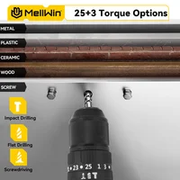 MELLWIN Perceuse à percussion électrique sans balais 480 N.m, réglage du couple 25+3, outil multi-visseuse sans fil pour batterie Makita 18V 5