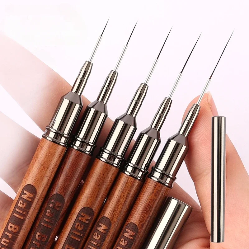 Description Picture 2 of item6/9/12/15/18MM Sandalwood Rod Nail Liner Brush Drawing Lines Stripe Painting Flower Pen Handle Nail Art Pen Brush Nail Art Tools