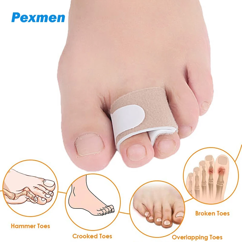 pexmen 1 2 5 10pcs hammer toe straightener splints for bent toes curled crooked and hammertoes toe wraps cushioned bandages Pexmen 1/2/5/10Pcs Hammer Toe Straightener Toe Splints Bandages for Correcting Hammertoe Crooked & Overlapping Toes Protector