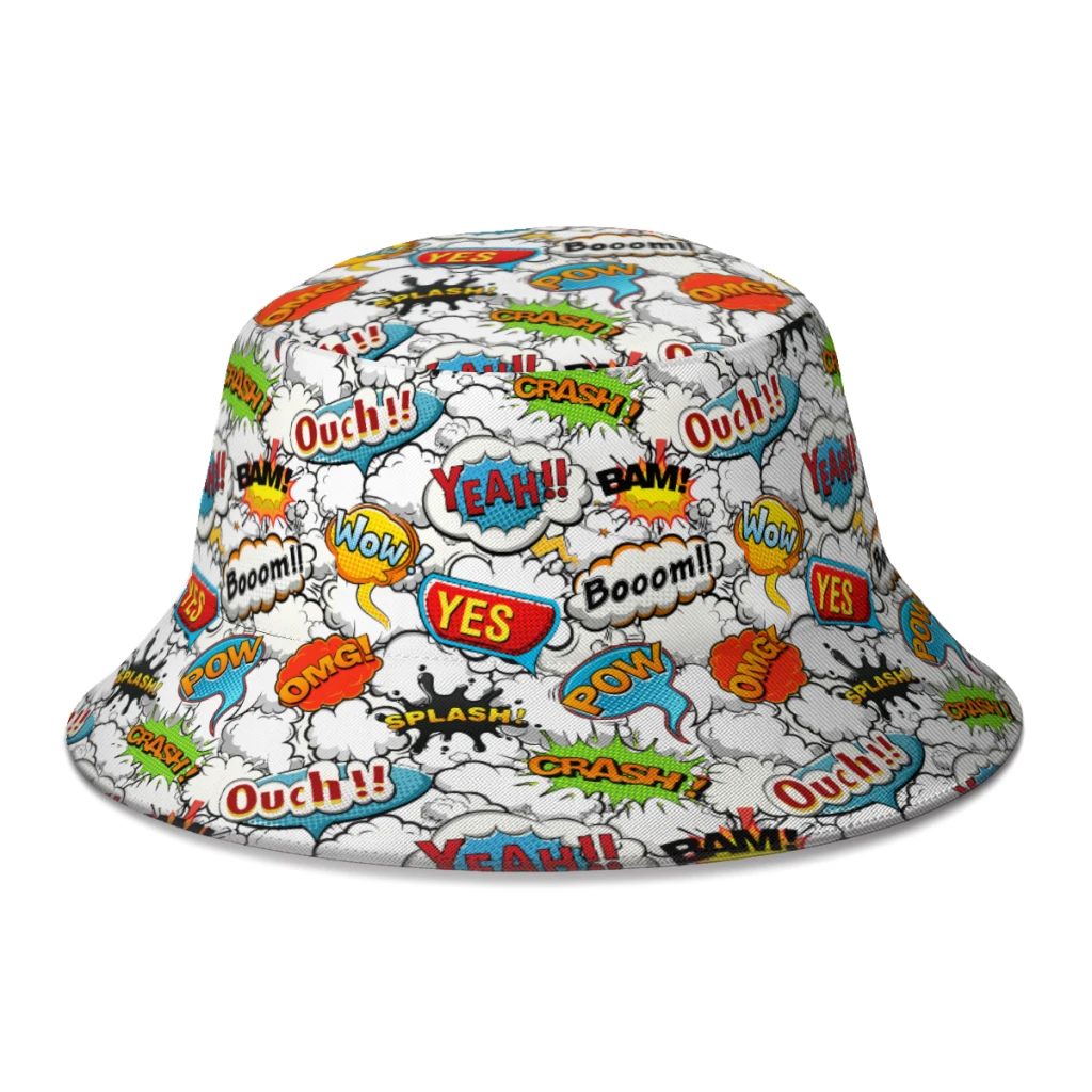 

Панама с яркими комиксами для женщин и мужчин, складная шапка Боб, рыбака, яркая речь, осенняя
