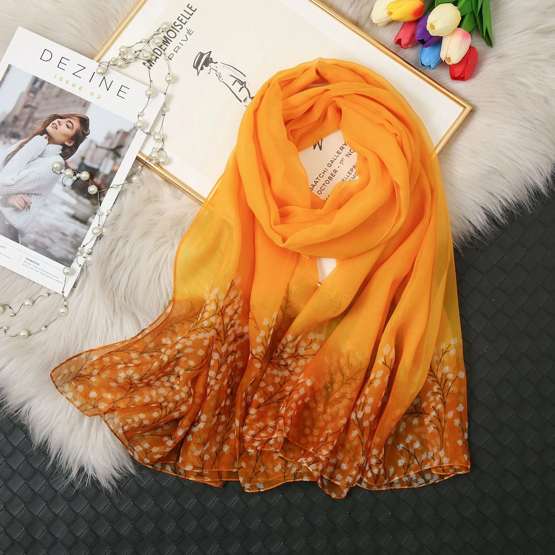 Spring And Summer New Soft Yarn Sunscreen Shawl Live Broadcast Classic Simulation Silk Long Scarf Fashion Versatile Scarf Shawl