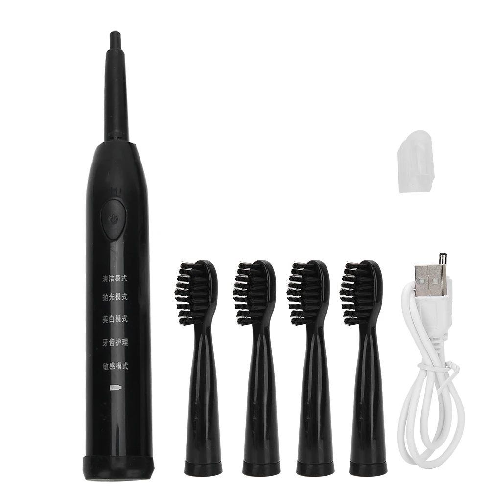 thumbnail image 1 of Cepillo de dientes eléctrico sónico automático para adultos + 4 cabezales de repuesto con cubiertas protectoras, carga USB, blanqueamiento dental, 1 of 4