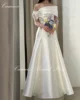 SONDR Korea Off-Shoulder Simple Wedding Dress A-Line Satin Custom Made Formal Bride Dress 웨딩드레스 Customized Wedding Gown Bridal 1