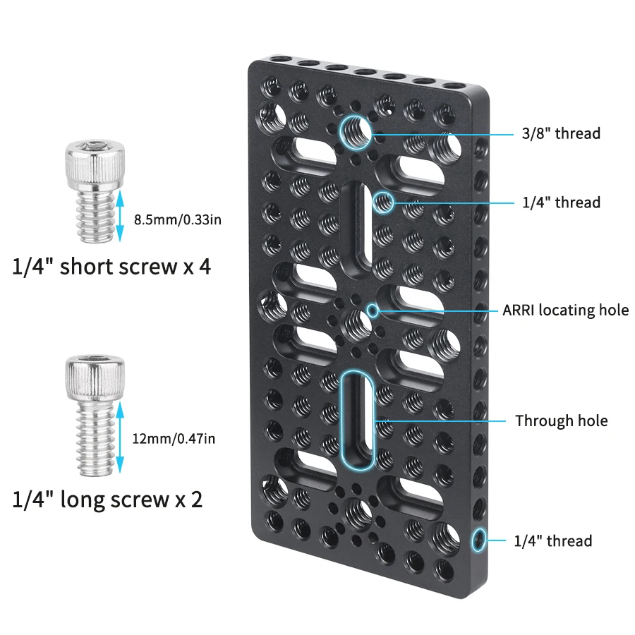 CP1407 Multi-Functional Cheese Plate 14x7cm with ARRI Locating Holes 1/4" & 3/8"