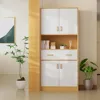 Oak and White Kitchen Pantry Cabinet,70" Tall Kitchen Storage Cabinet with Doors and Drawer, Freestanding Wooden Storage Cabinet 4