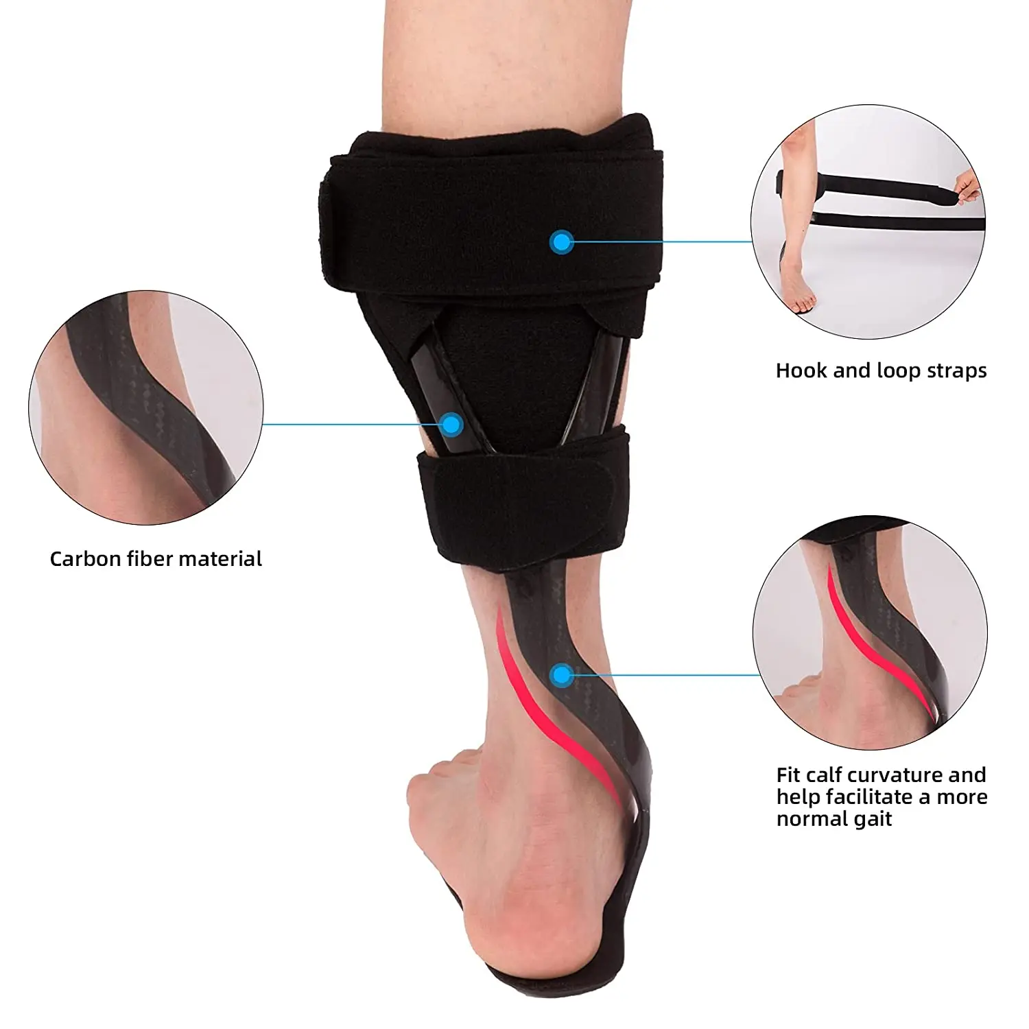 Carbon Fiber Ankle Foot Orthosis AFO Foot Drop Brace for Walking With Shoe or Sleeping Ankle Foot Orthosis Support Brace 6