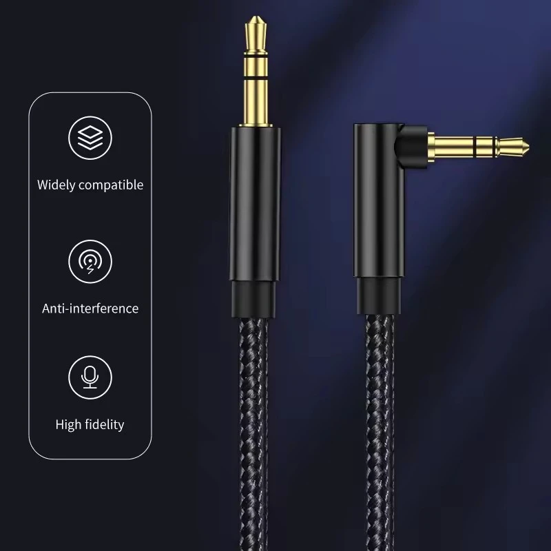 3.5mm Jack Audio Cable 90 Angle Extender Male to Male Speaker AUX Cables For Xiaomi Samsung MP4 Video Car Headphone Adapter Cord