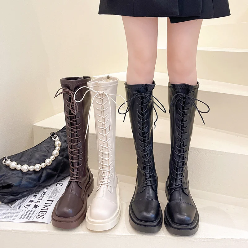 

Med Heel Boots Boots-Women Female Shoes Zipper Round Toe Winter Footwear Luxury Designer 2022 Flat Ladies Autumn Mid Calf Fashi