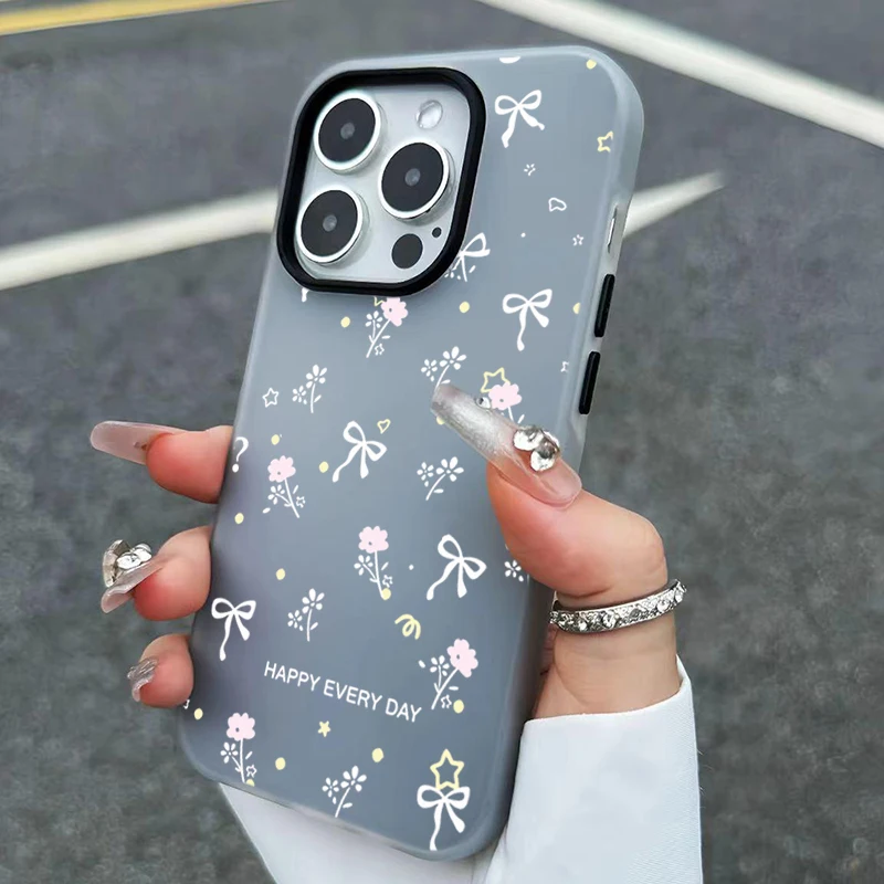 Cartoon Pink Flower Bow Smartphone Case Cover