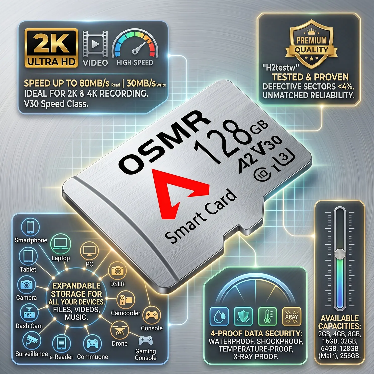 V30 128GB 마이크로 TF/SD 카드 고속 메모리 카드 클래스 10 SD 카드 (휴대폰, 카메라, 태블릿, 블랙박스용) 마이크로 TF 카드 32GB 64GB