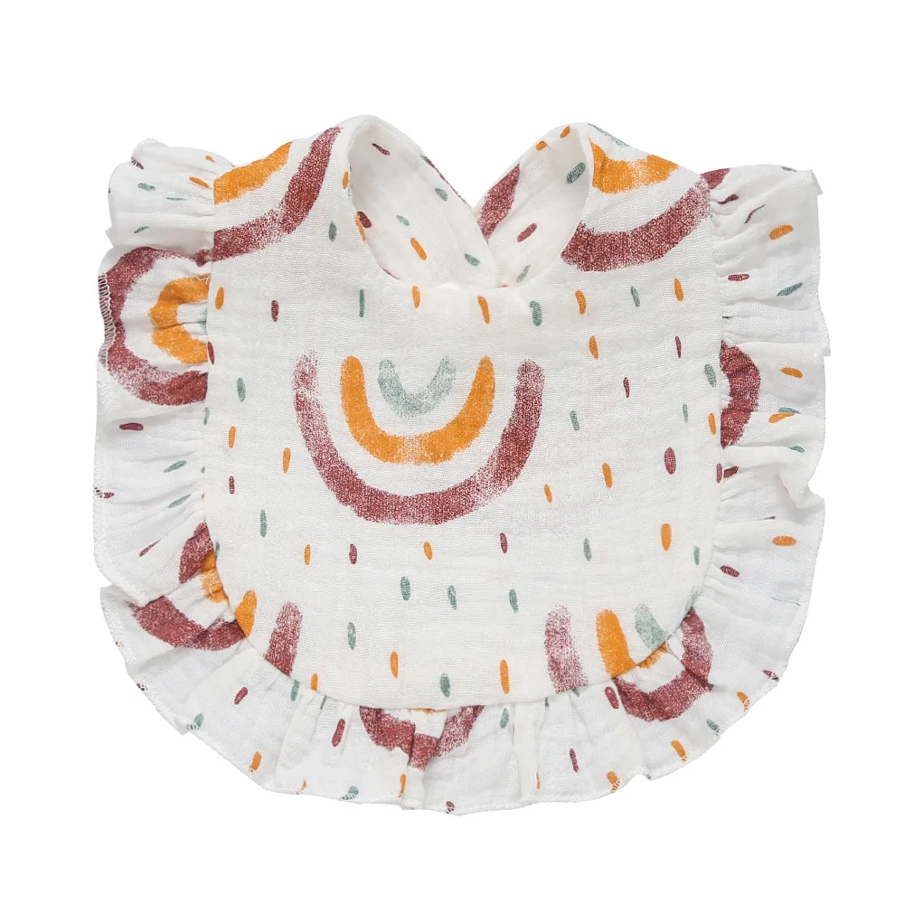 Baby Bib Korean Style Feeding Drool Ruffle Floral Infants Saliva Towel Soft Cotton For Newborn Toddler Kids