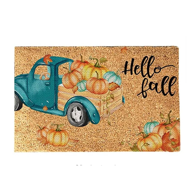 

Quality Thanksgiving Fall Front Door Mats Outdoor - Halloween Pumpkin Doormat, Anti-Slip Bottom Floor Entrance Carpet Decoration