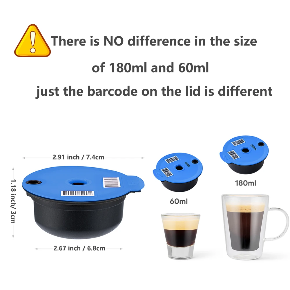 60ML/180ML Eco-Friendly Reusable Filter Refillable Espresso