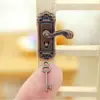 1/12 Scale Retro Style Dollhouse Lock Key Set Miniature Door Handles Brass Knobs Mini Furniture Pull Doll House DIY Accessories 3