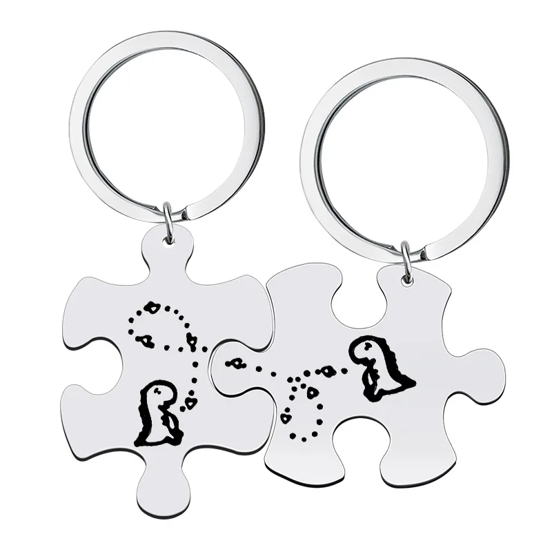 Niedlicher Dinosaurier-Schlüsselanhänger oder Halskette, Geschenke für beste Freunde, Paare, Liebhaber, zierlicher Schmuck für Frauen, Männer, Mädchen, Jungen