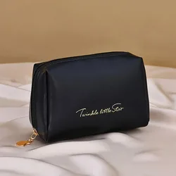 Elegant Waterproof PU Leather Travel Cosmetic Organizer with Divider (Black)