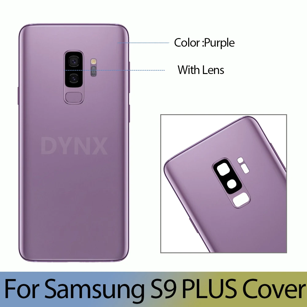 삼성 갤럭시 S9Plus G965F 배터리 커버 후면 도어 하우징 패널 수리용 백 글래스 S9+ 카메라 렌즈 프레임 포함