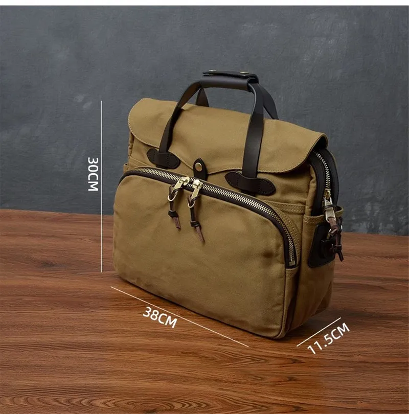 PNDME organizer vintage high quality canvas genuine leather men's briefcase business travel work large capacity laptop handbag