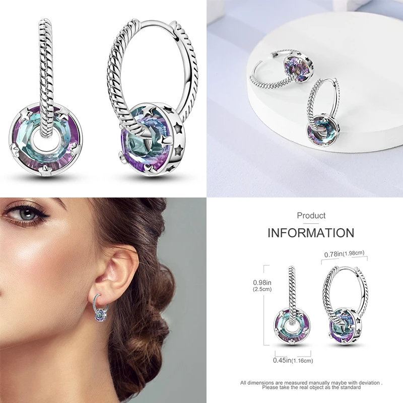 BAMOER Orecchini a bottone in argento sterling 925 con moissane