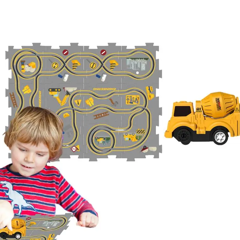 Car Puzzle Toy DIY Assemble Jigsaw Flexible Railway Track Parent-child Interaction Toy Electric Track Car Puzzle Toys Gifts