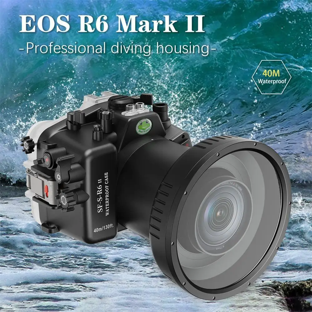Seafrogs 40M/130FT Underwater Camera Housing For Canon EOS R6 II with Flat Port