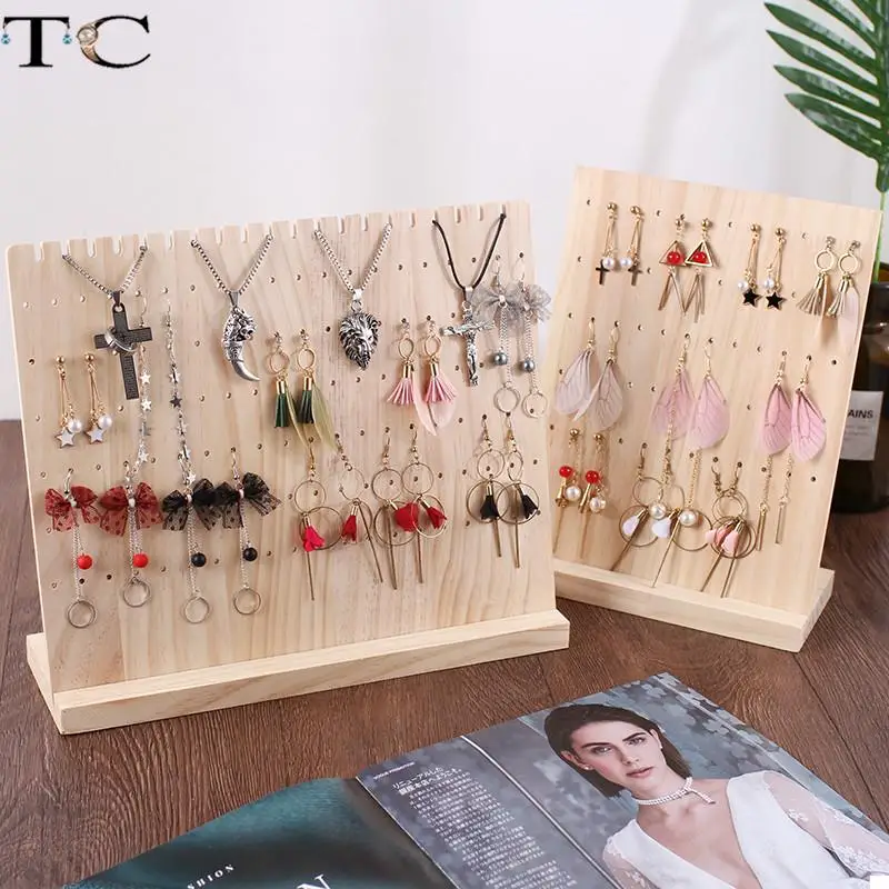 Solid Wood Earrings Display Board Jewelry Necklace Display Rack Earrings Display Props Rack